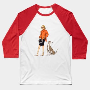 Chic Girl and Her Dog Baseball T-Shirt